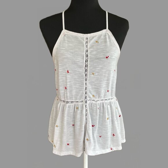 Coco Jaimeson White Floral Lace Tank Top Large - Picture 1 of 9